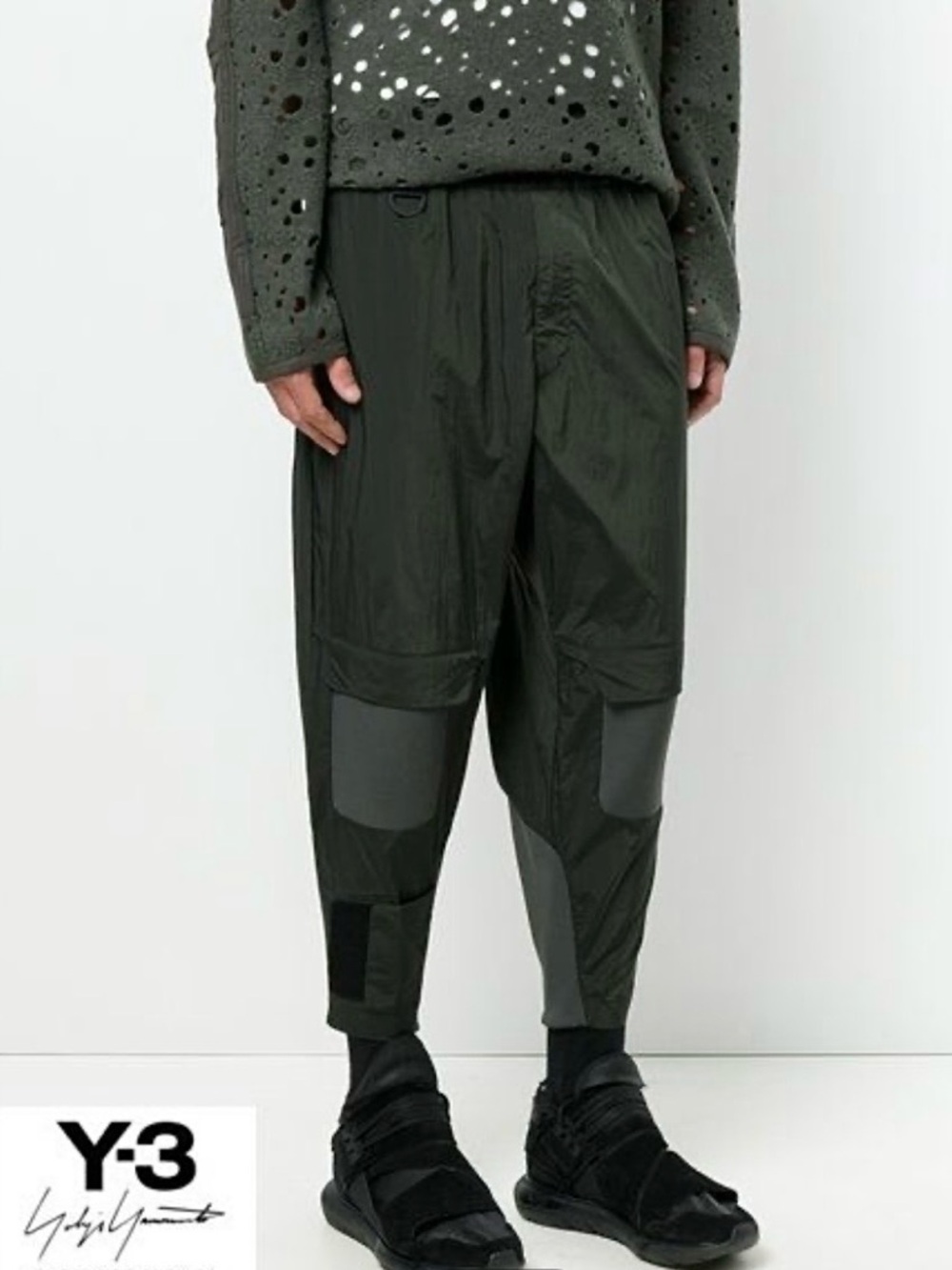 Y-3 Adidas Men’s Nylon Ribbed Olive Green Tech Cargo Jogger Pants